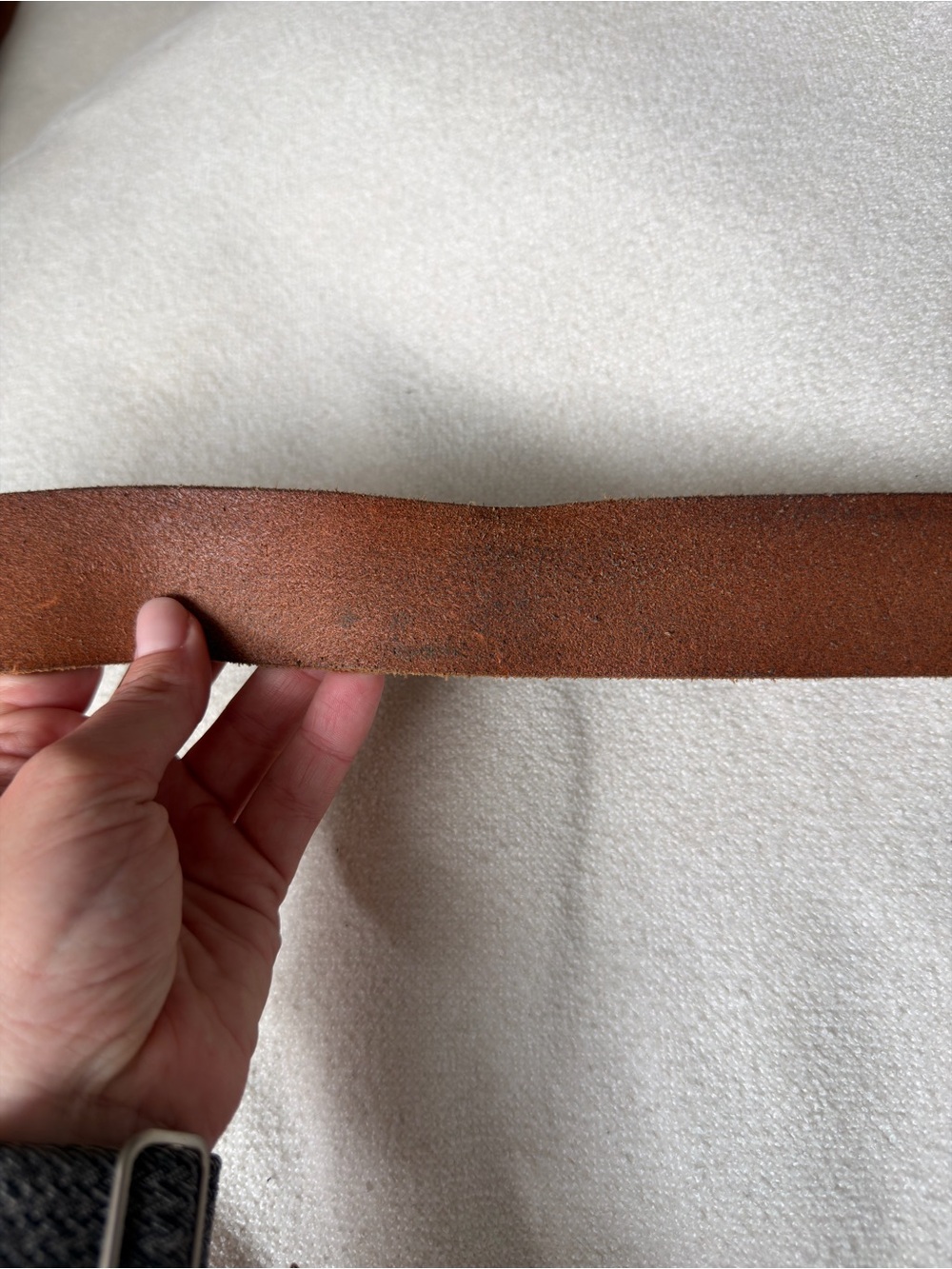 Anthropologie Cream Leather Belt with Gold Buckle - Picture 5 of 7